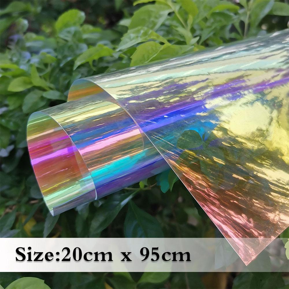 Candy Iridescent Holographic Clear Transparent PVC Fabric Leatherette Laser Rainbow Film Vinyl Craft Bag Earring DIY Bows Making