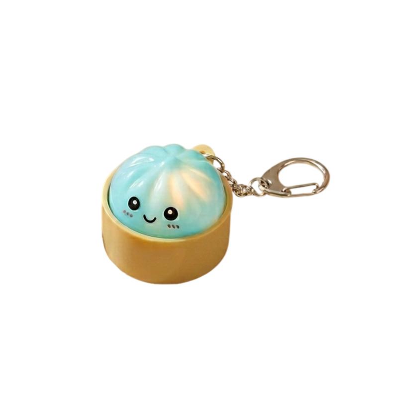 Funny Dumpling Bao Bun Keychain Fidget Clicker With LED Light Portable Stress Relief Toy for Travel Commute