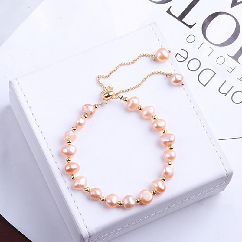 Gold Color Beads Pearls Mixed Adjustable Chain Bracelet Elegant Exquisite Bangles For Women  Jewelry Gift