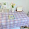 INS Plaid Table Cloth Japanese Fresh Checkered Tablecloth Bedroom Dormitory Dressing Table Mat Rectangular Desk Decor