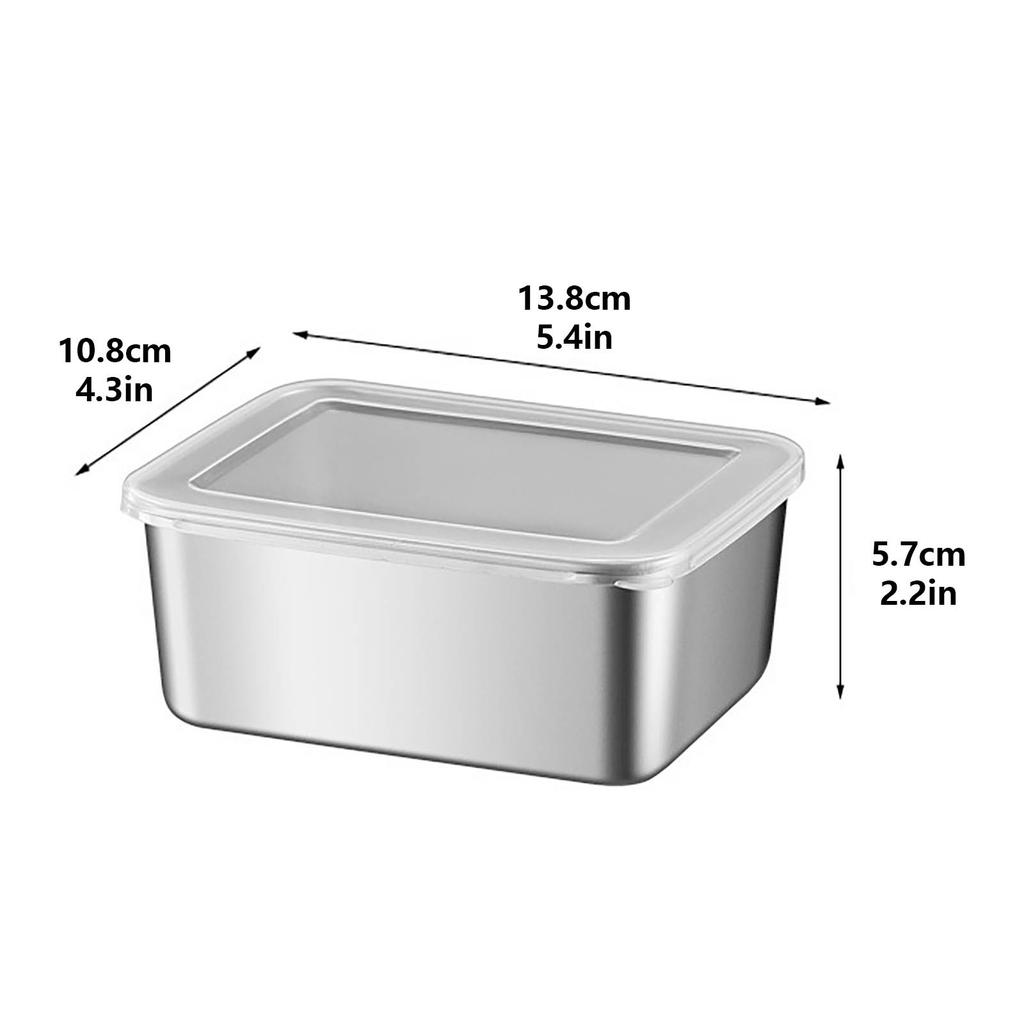 6-piece Set of Fresh-keeping Fruit Box with Sealed Lid Refrigerator Food Preservation Box Stainless Steel Preservation Box