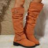 Shoes Female 2025 New Slip-on Women's Boots Fashion Belt Buckle Modern Boots Women Winter Plus Size Square Heel Knee-High Boots