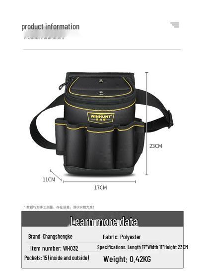 Multifunctional Electrician Tool Waist Bag with Thicker Cover and Carpenter Pocket