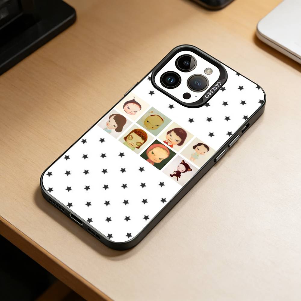Art Toy Y-Yoshitomo -N-Nara Phone Case For iPhone 17,16,15,14,13,12,11 Plus,Pro Max,XS,Colored Silver Plated Inside Cover
