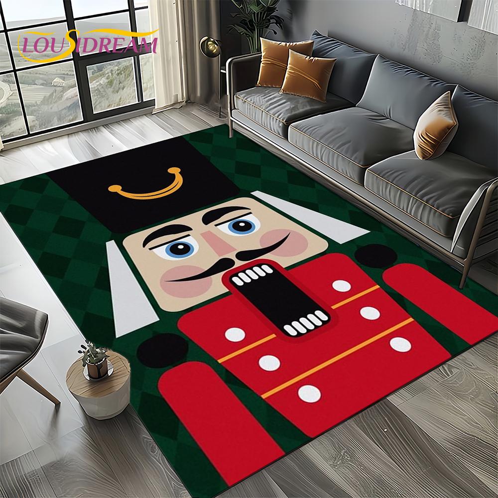 Christmas Tree New Year Nutcracker Cartoon Fairy Tales Carpet Rug for Living Room Bedroom Home Sofa Decoration,Kids Floor Mat
