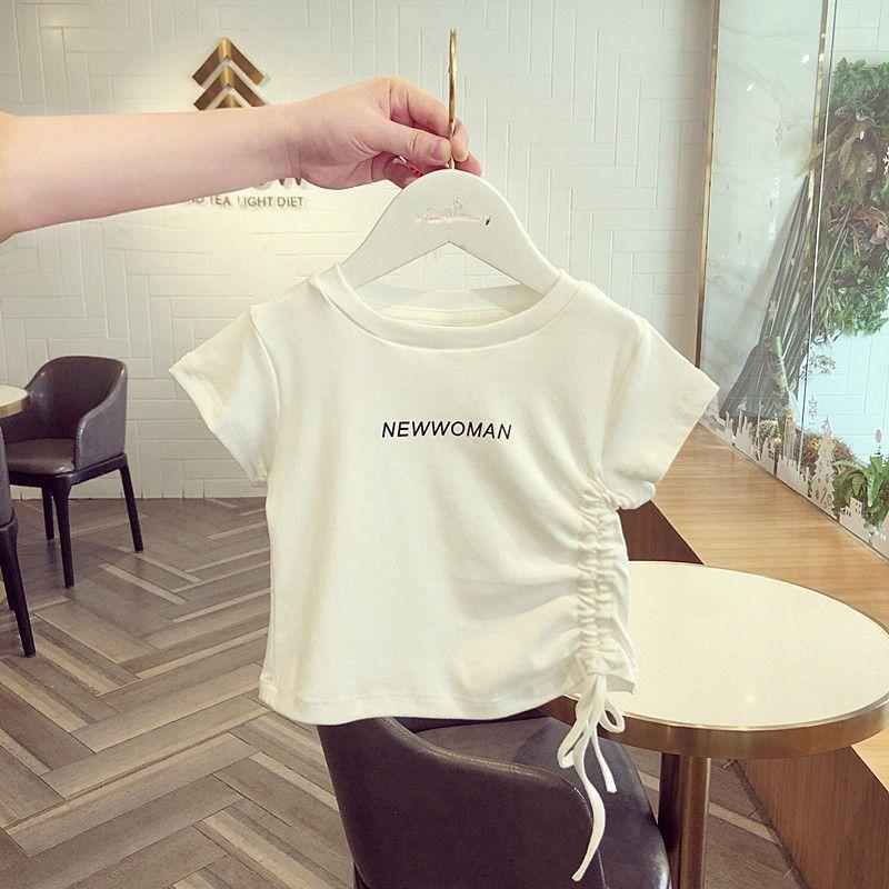 Girls' Short Sleeved T-shirt Summer Outfit Korean Girls' Top Simple Style Letter T-shirt