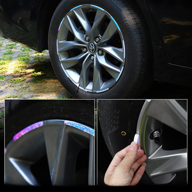 Colorful Reflective Tire Strips: Luminous Car & E-Bike Wheel Stickers for Decoration and Safety