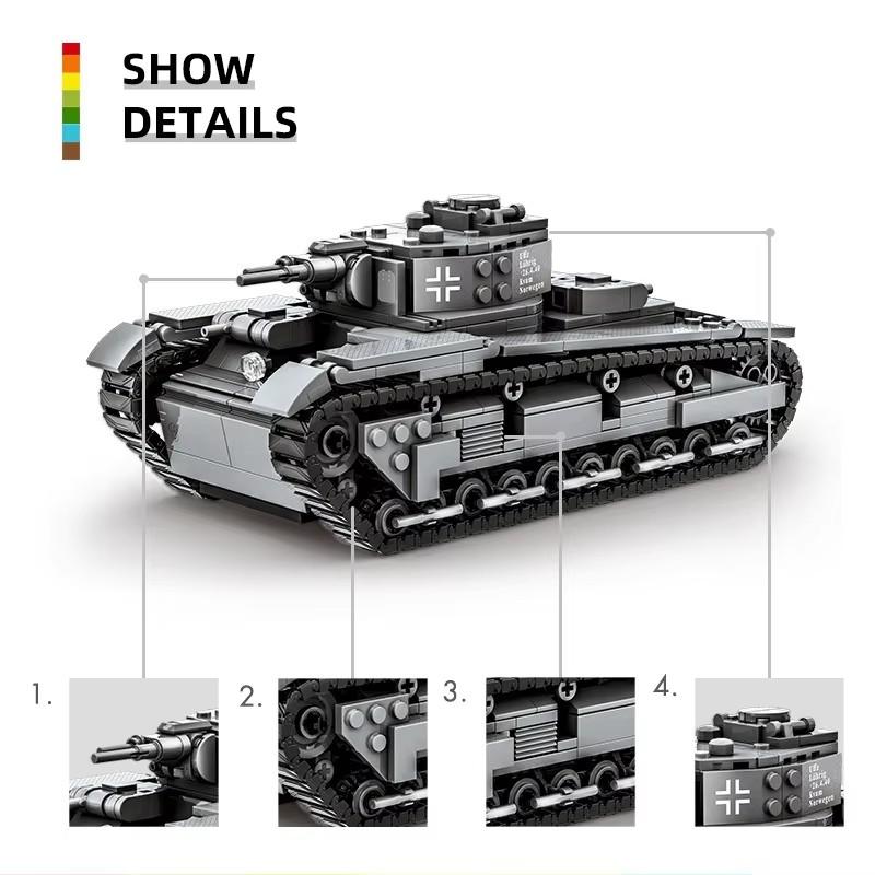 Non-Toxic 673Pcs Military German Nbfz Building Blocks World War Ii Heavy Tank Kit Model Panther Kids Toys Ww2 Bricks Gift Educational 4515