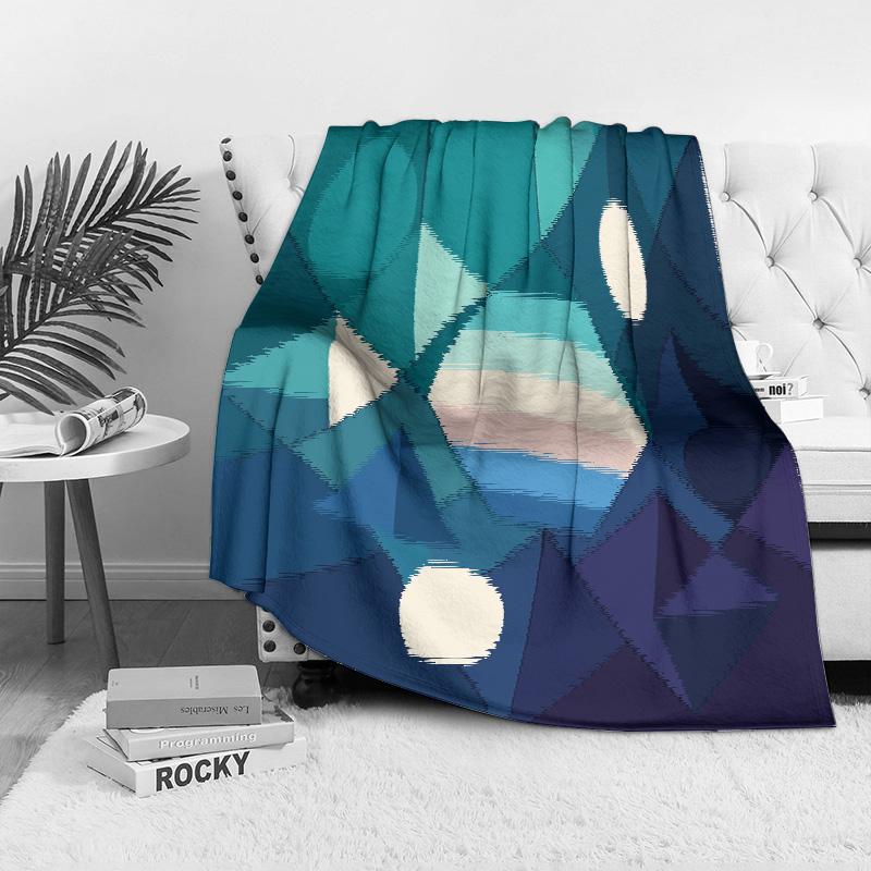 Plush Geometric Galaxy Blanket - Space Print Soft Fleece Throw for Kids Teens Adults Sofa Bed Decoration Gift