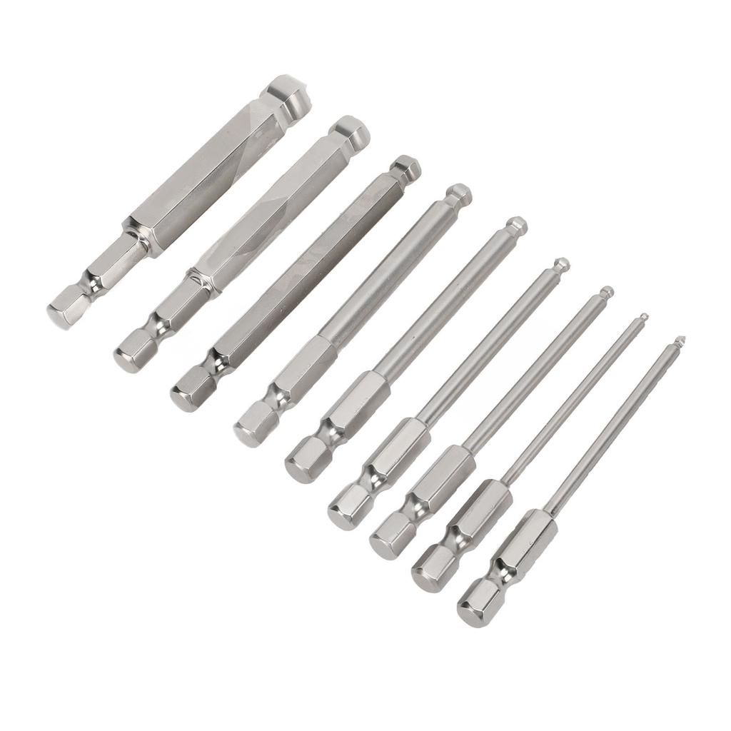 9pcs 75mm Magnetic Screwdriver Bit Set Ball Head 14 Inch Hex Shank Hex Screwdriver Drill Bit Set