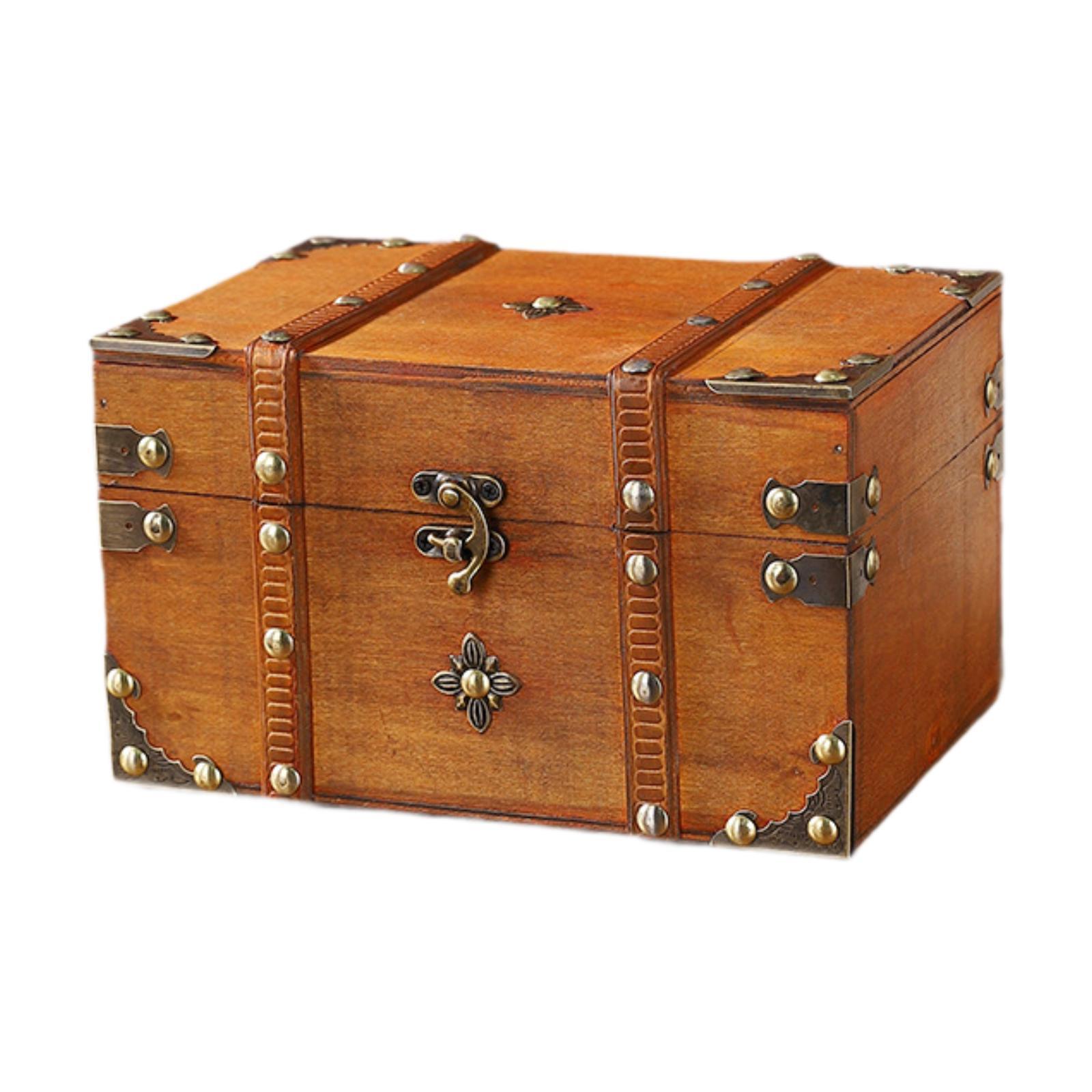 

Pirate Treasure Chest Wood Home Decoration Prop Antique Design Gift