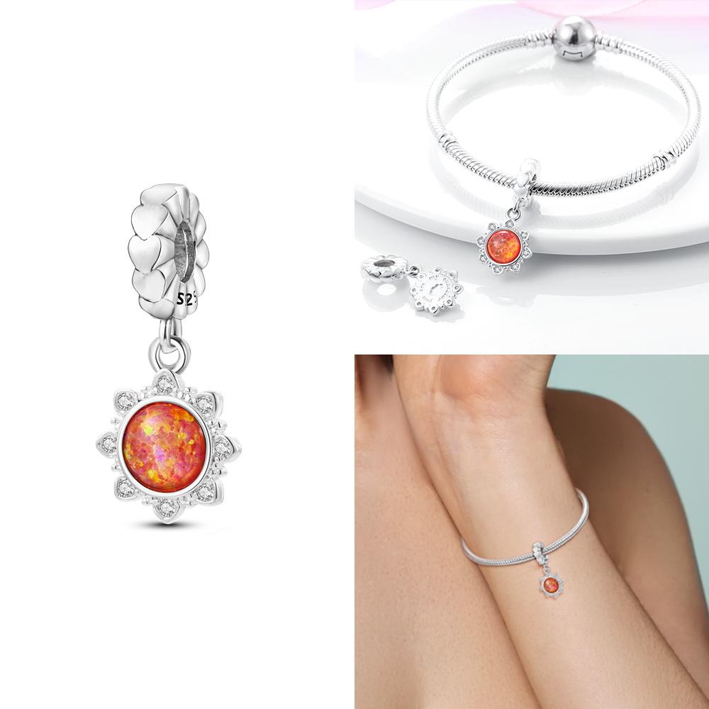 925 Silver Blue Starry Sky Sun Pendant Planet Charms Beads Fit Bracelet Women Jewelry Diy Necklace Accessory Gift