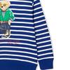Felpa Polo Ralph Lauren SS22 Stampa Orso Righe Girocollo Manica Lunga Pullover Felpa Bambino Blu 322865677-001