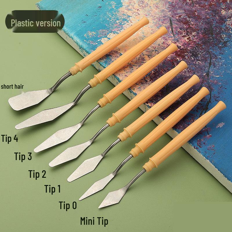 Rosewood Handle Oil Painting Knife: Acrylic & Gouache Pigment Scraper with Varnishing Flat and Pointed Blades