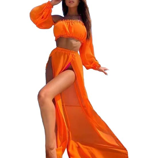 Buy Off Shoulder Solid Color 2Pcs/Set 