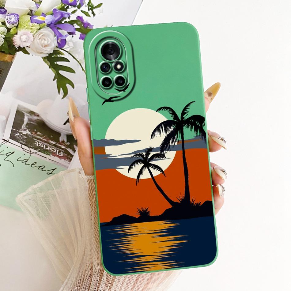 For Huawei Nova 8 8i Fashion Dusk Beach Painting Phone Case For Huawei Nova8 Nova8i Soft Silicone Covers Bumpers