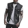 Foreign Trade Bagging Motorcycle Locomotive Vest Denim Polished Printed Men's Sleeveless Top 2510