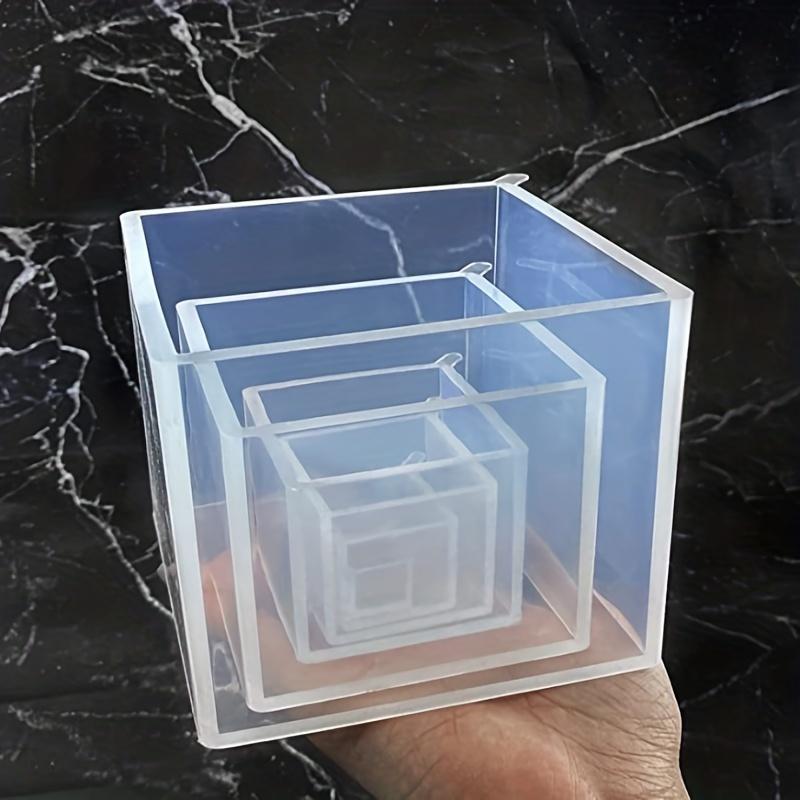5pz Stampo Grande Quadrato Profondo in Resina Silicone, Stampo per Colata in Resina Epossidica Fai da Te Scatola Set Stampo in Silicone, Stampo in Silicone Trasparente a Cubo per Colata di Resina