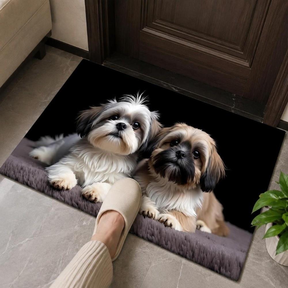 Absorbent Dog Pattern Floor Mat Diatomite Bath Mat Creative Optical Illusion Doormat Entryway
