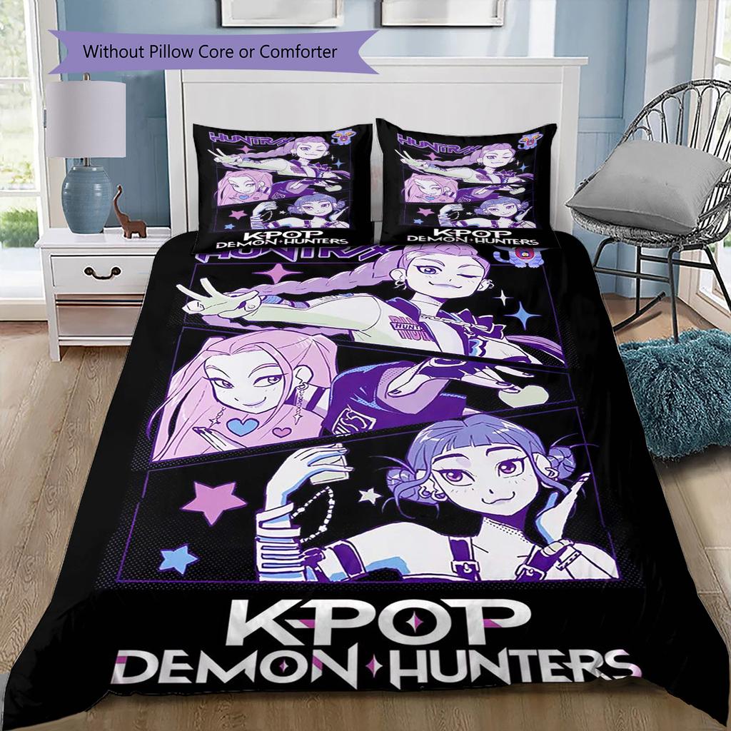 Set Copripiumino Trapuntato con Motivo Anime Federe Decorazione Casa Regalo di Compleanno (1 * copripiumino + 2 * federa, senza nucleo)