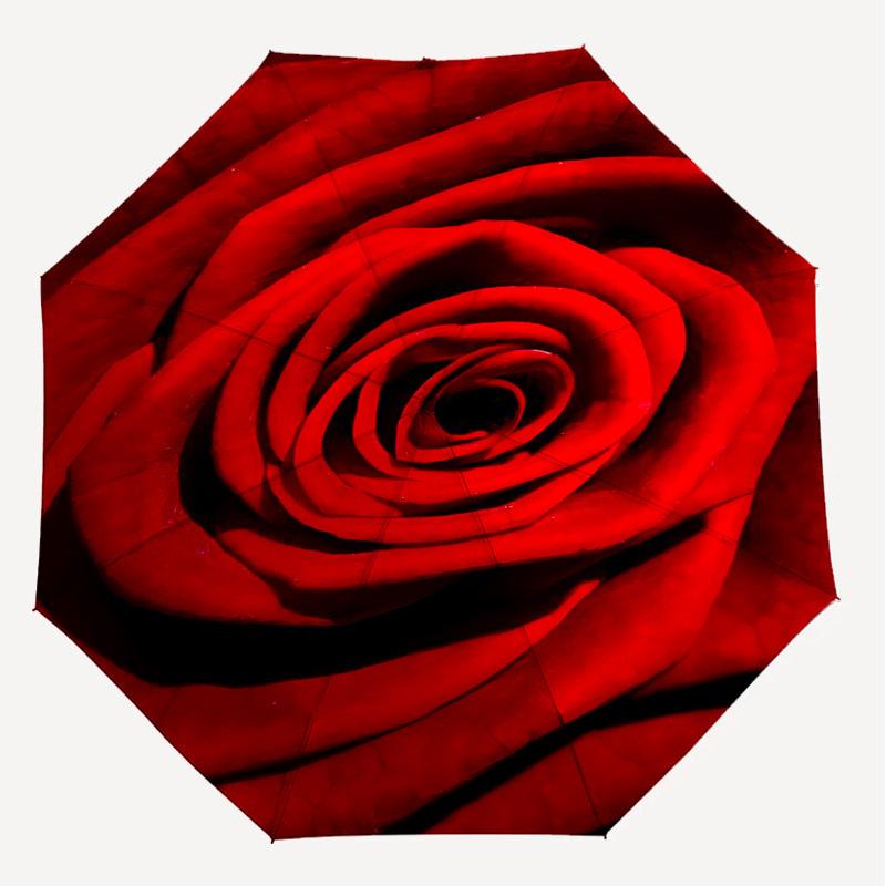1PC Rose Flower Automatic Open/Close Umbrella with Windproof, 8-Rib Sturdy Canopy, Durable Ribs, Fashionable Design, 1302a