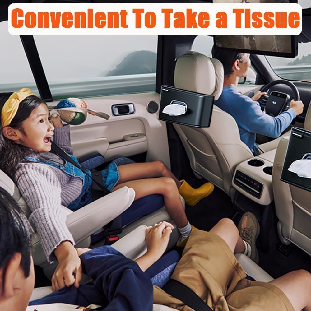 Car Tissue Holder, Large Tissue Box Cover Keep Car Tidy, Premium PU Leather Back