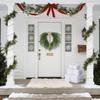 Yunhui Christmas Wreath with Red Berries and Bow – PE Norfolk Pine Greenery