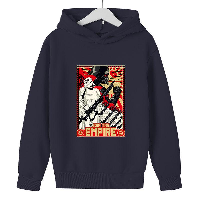 Autumn Winter Star Wars "Join The Empire" Graphic Hoodies Casual Warm Sports Long Sleeved Children's Boy and Girl Kids Unisex Hooded Sweatshirts