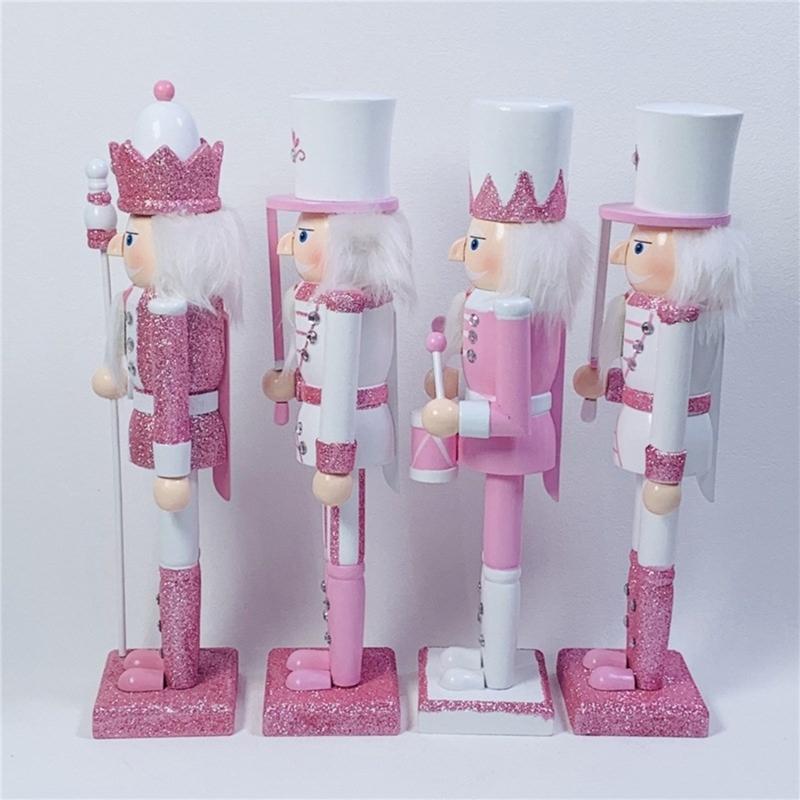 Stylish Nutcrackers Soldier Ornament Pink Series Nutcrackers Soldier Figurine Ornament for Individualized Room Decors