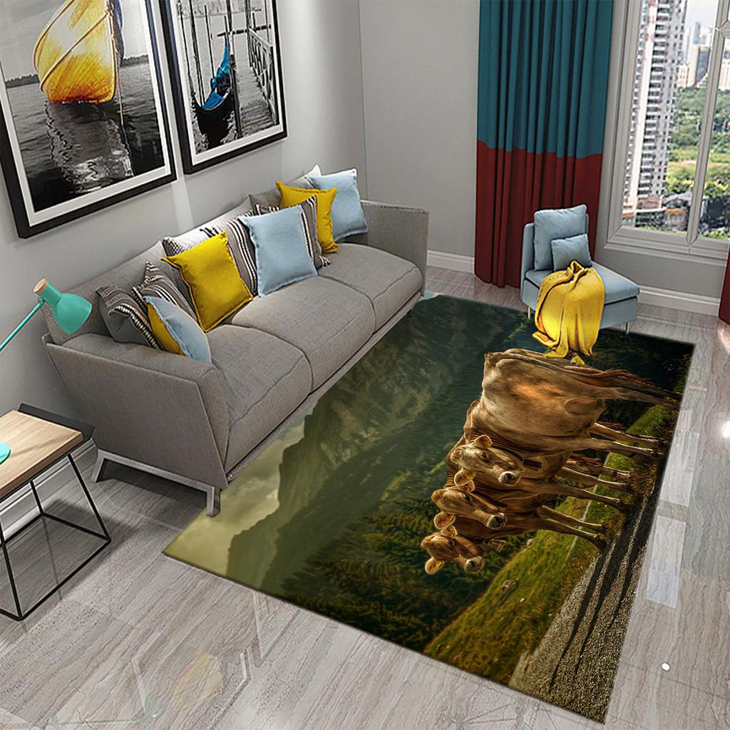 Yoga Mat Bedroom Living Room Decorative Door Mat Cute Cow Rug Farm Animal Rectangular Rug