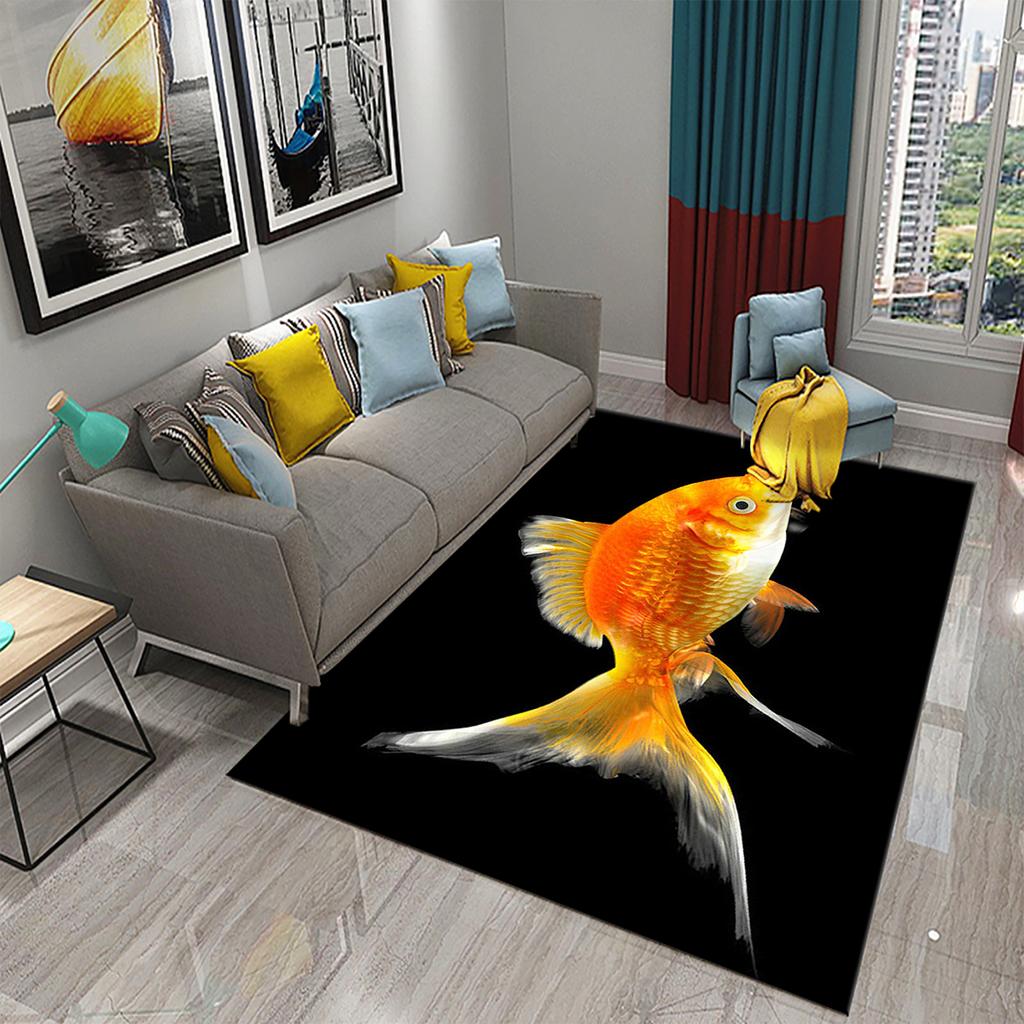 Living Room Kitchen Bedroom Entrance Rug Home Gift Cute Dreamy Goldfish Rug Bathroom Non-Slip Rug Mat