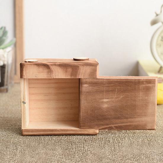 Holz-Kamera-Aufbewahrungsbox Rustikaler Retro-Kamera-Form-Behälter mit Schiebdeckel DIY Handgemachtes Kamera-Modell Spielzeug Dekoration