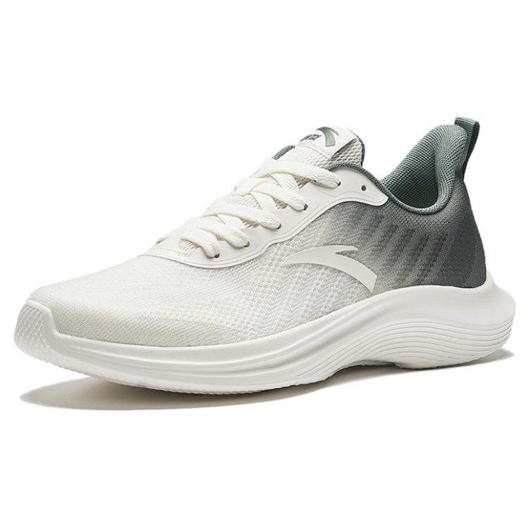 Anta Platform Cushioning Slip Resistant Abrasion Resistant Low Top Running Shoes Men's Gray Green White 912335503-4