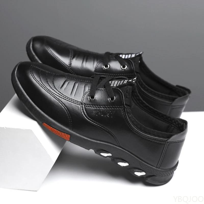 Fashion Spring Autumn Men's Leather Shoes Casual Walking Breathable Sneakers Man Trendy Formal Shoe Fashion Lace Up Shoes Zapatos Hombre