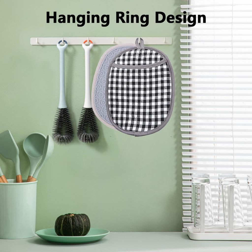 Oven Mitts Heat Resistant Pots Holder Nonslip Grip and Easy Cleaning Silicone Texture for Oven Baking and Cooking