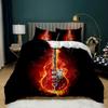 Guitar Duvet Cover Set Electric Guitar In Burning  Musical Creativity Concept Music Double Queen King Size Polyester Qulit Cover