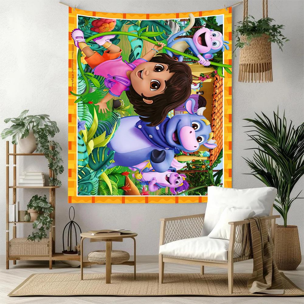 Dora Explorer Wall Decor Tapestry Art For Pet Memorial Birthdaywedding Party Backdrop Family Gift
