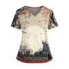 Halloween Print V Neck Short Sleeve Nurse Top with Double Pockets and Side Slits Suitable for Healthcare Workers and Caregivers