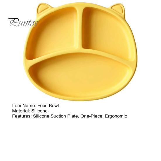 Baby Feeding Set for 6 Months to 3 Years Silicone Suction Plate Toddlers, Cute Bear Shape Unbreakable Divided Toddler Tray Bowl, Non Slip Infants And