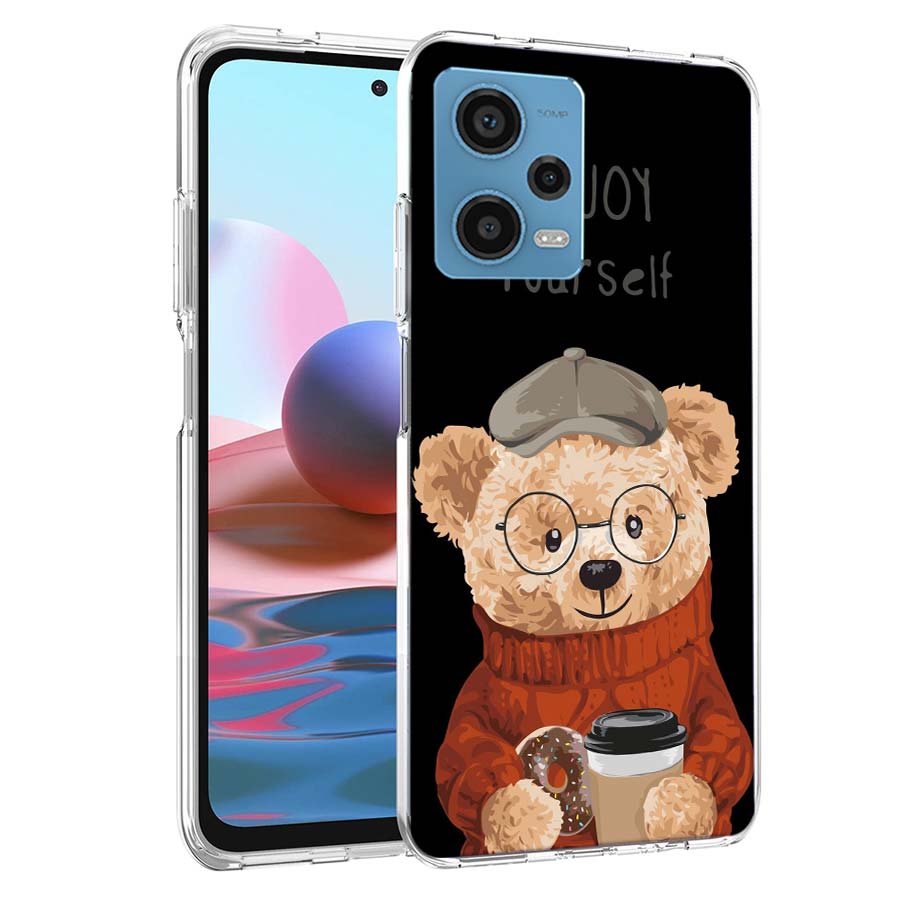 Cool Teddy Bear Fashion Selfie Phone Case For Redmi Note 13 12 14 15 Pro Plus 13R 11 11T 11E 11S 10 Pro 10S 9 9S Cover Cell Clea