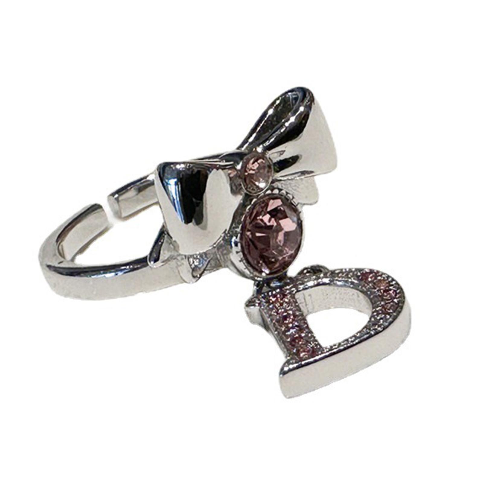 

Кольца с бантом в виде буквы D, кольца с бабочкой из циркония, регулируемые кольца на палец для женщин и девочек, эмалированные украшения на каждый день 1