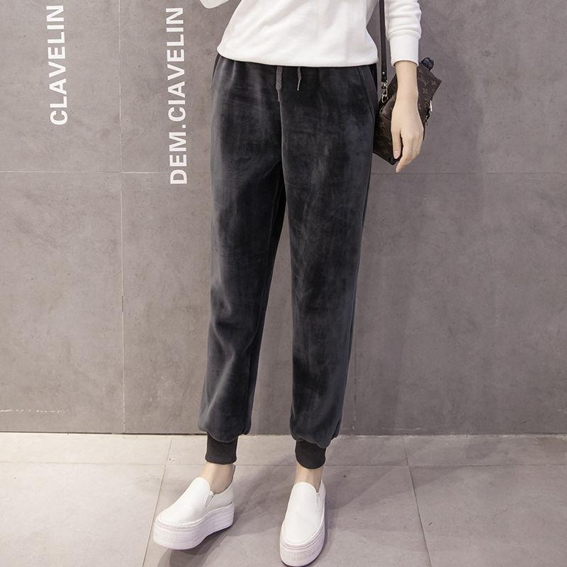 Sportovní kalhoty Dámské Street Dámské Sametové harémové kalhoty Ležérní kalhoty Podzim a Zima Jednobarevné Ležérní kalhoty