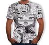 SCIONE Herren Modisches Ahegao Anime Freizeit-T-Shirt mit 3D-Druck und kurzen Ärmeln