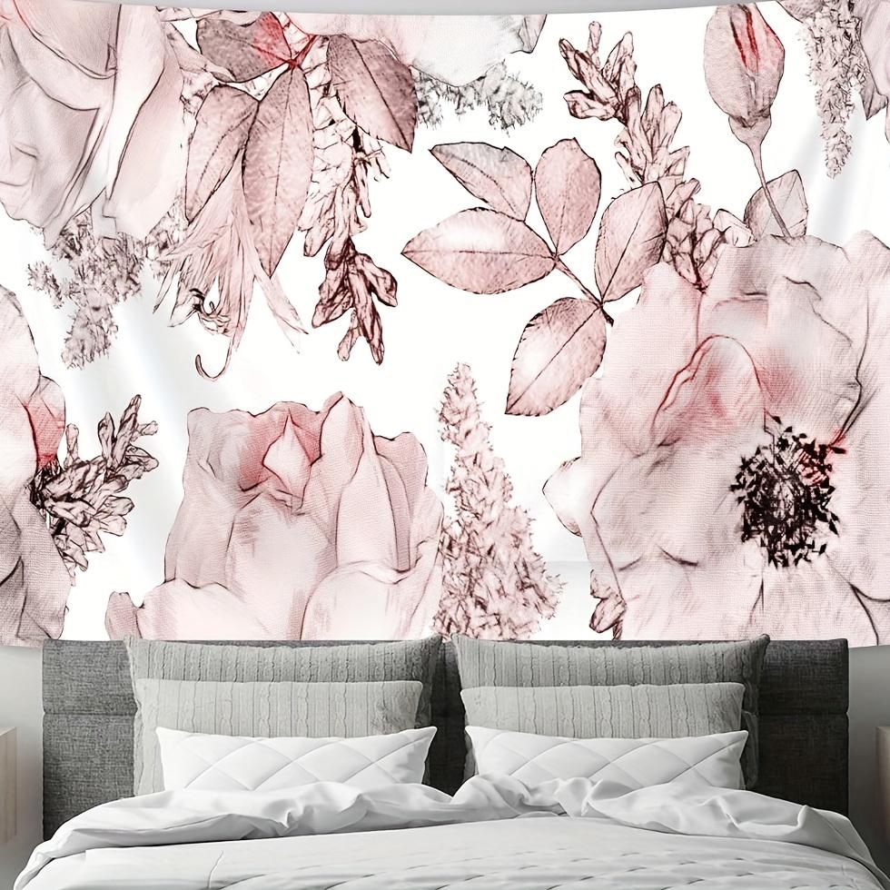 1pc Rose and leaf pattern tapestry, machine washable polyester, suitable for bedroom and living room.