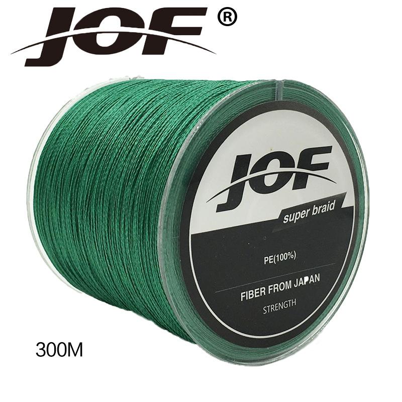 JOF X4 PE Trecciato Galleggiante Alta Qualità Forte Fibra Multifilamento 300m 500m 1000m Multicolore per Pesca in Lago