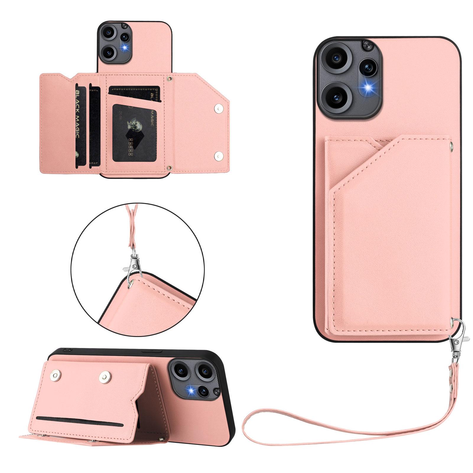 

Чехол для телефона Nothing CMF Phone 2 Pro с держателем для карт, подставкой, покрытием soft-touch и ремешком на запястье Pink