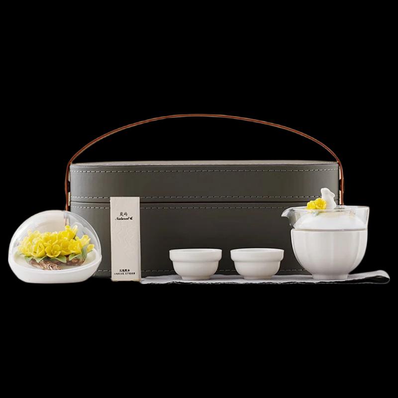 Portable Ceramic Tea Set with Osmanthus Diffuser