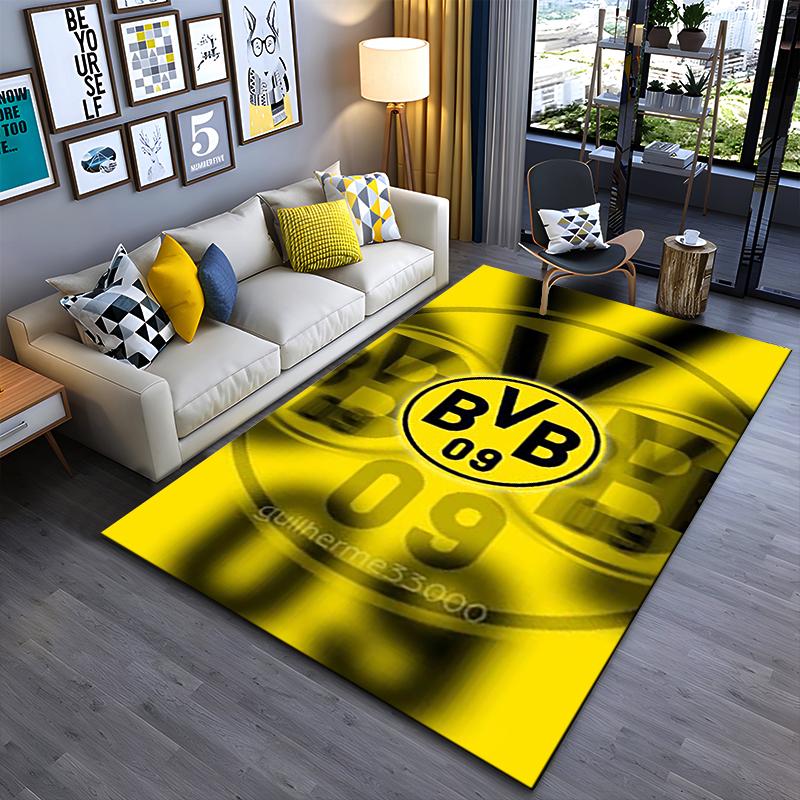 Sport-Teppich, Borussia Dortmund BVB 09 Gelbes Logo Poster, Fan-Höhlen-Dekoration, Rutschfeste Matte