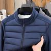 Men's Warm Lambswool Patchwork Stand Collar Jacket with Plus Velvet Padding