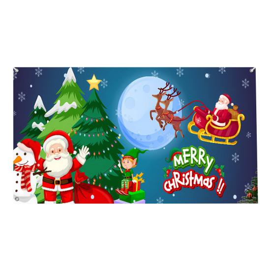 480x210CM Vánoční tapisérie na garážová vrata Santa Elk Sněhulák Tisk Vnitřní Venkovní Prázdniny Závěs na zeď Banner Pozadí Potah dveří Dekorační látka